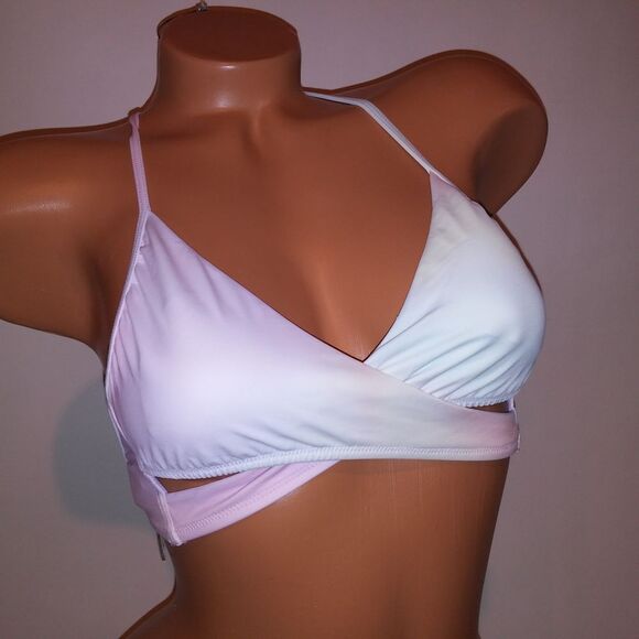 Victoria Secret PINK Swim Bikini Top XS Pastel Tie Dye Fade Wrap Halter String - Picture 2 of 16